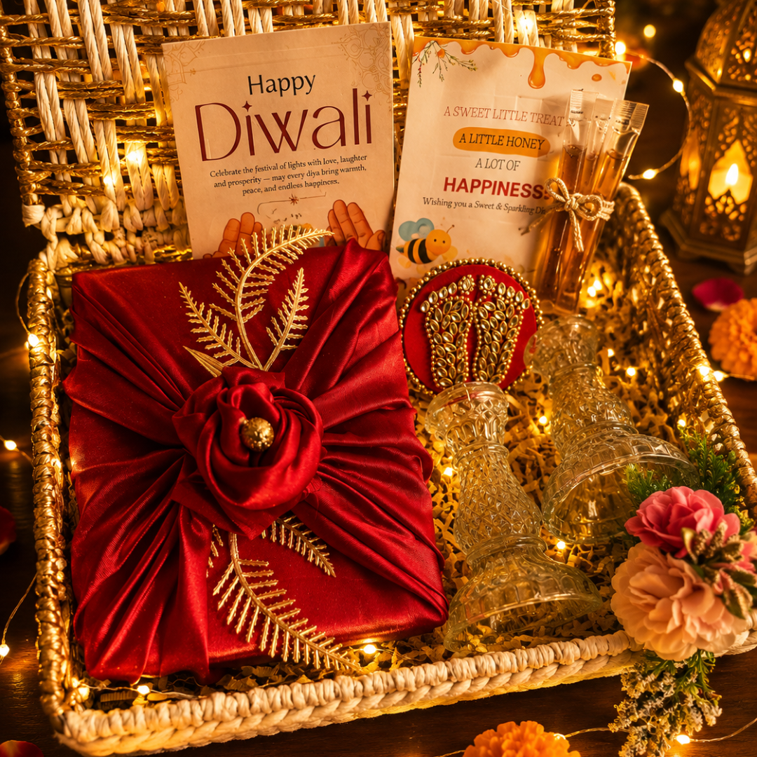 Shubh Aarambh Golden & White Festive Gift Basket