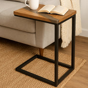 Epoxy Resin End Table in Teak Wood – Timeless Design