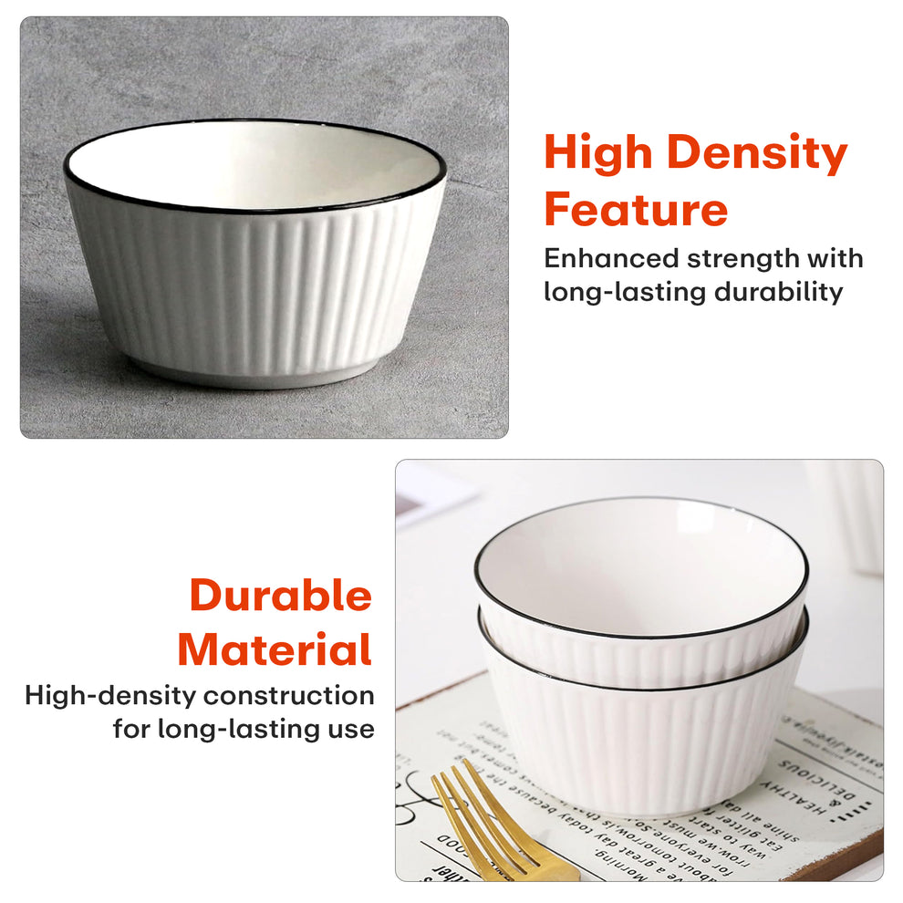 Cream Ceramic Bowl Set of 5, 580 ML Microwave & Dishwasher Safe Bowl for Serving Snacks, Dal, Rice, Noodles | Perfect for Daily Use, Gifting, Birthday, Anniversary