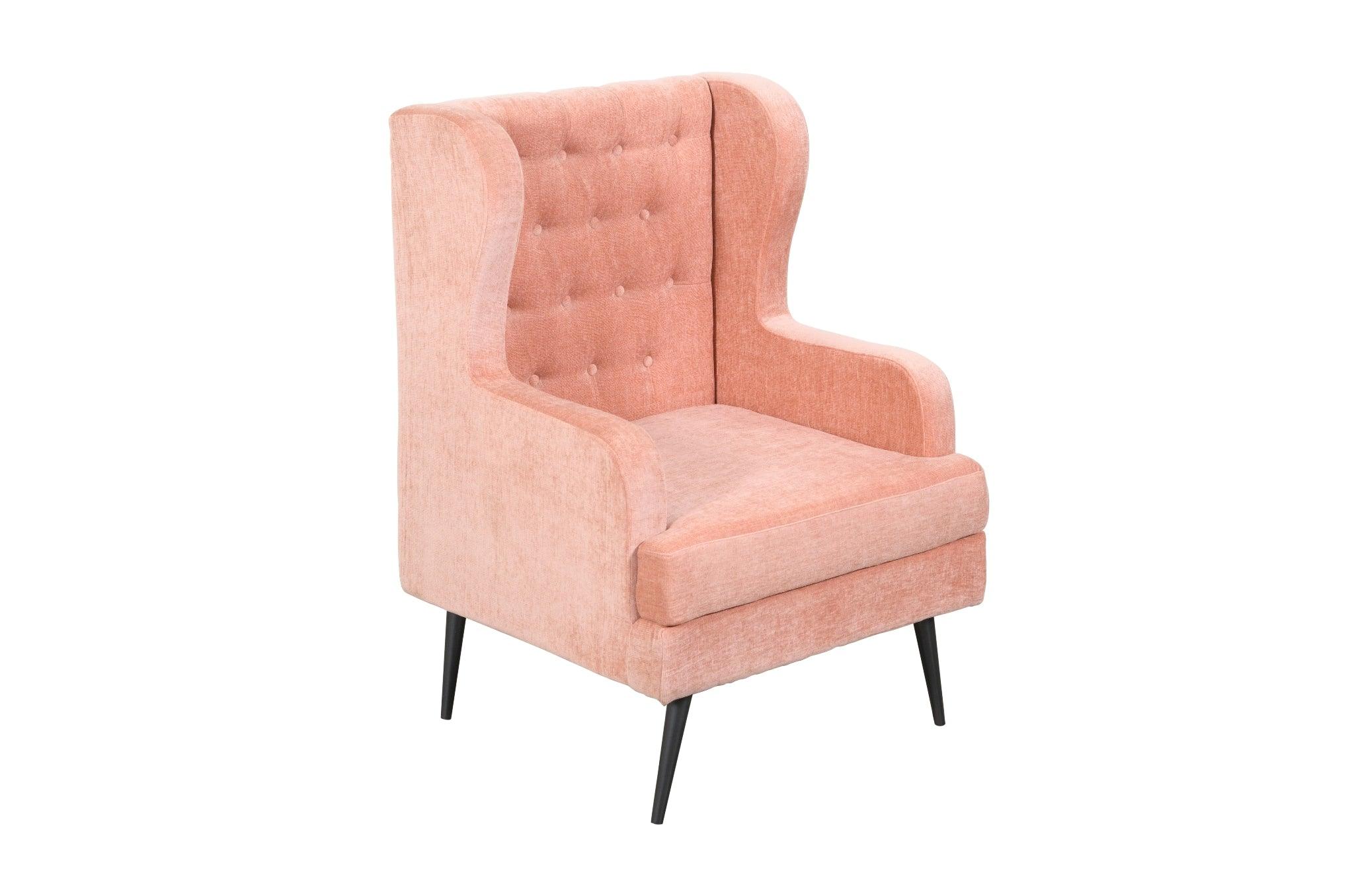 Pearl Wing Chair | Plush Rose Lounge Chair for Living Room & Study | Comfortable Chair