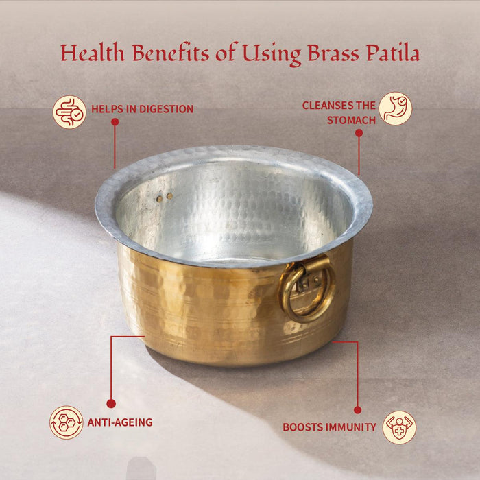 Brass Patila with Lid | Milk Pot & Bhagona | Brass Tapeli for Cooking