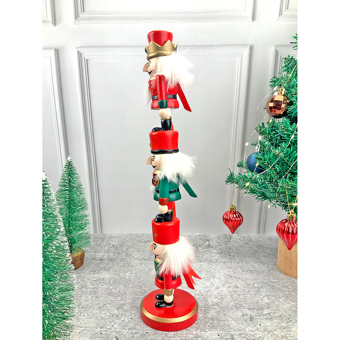 Little Surpise Box 3 Tier Stacked Wooden Nutcracker Christmas Table Décor