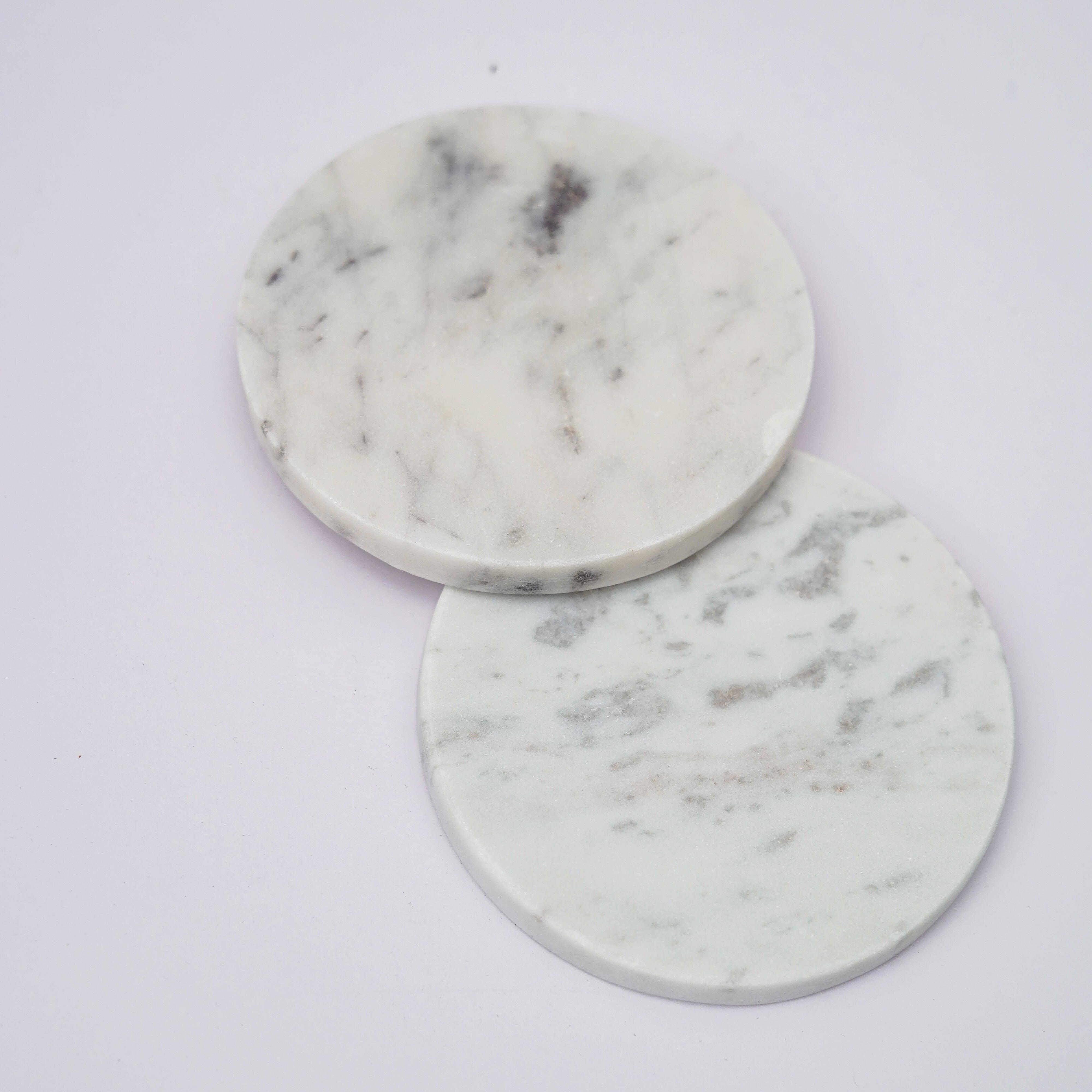 White Marble Plain Coaster for Tea Coffee | Trivets for Dining Table