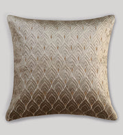 Mayur Jaal Embroidered Quilted Cushion Covers - Beige, 18 x 18