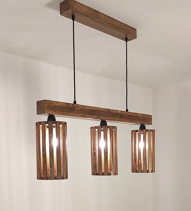 Casa Brown Wooden 3 Series Hanging Lamp