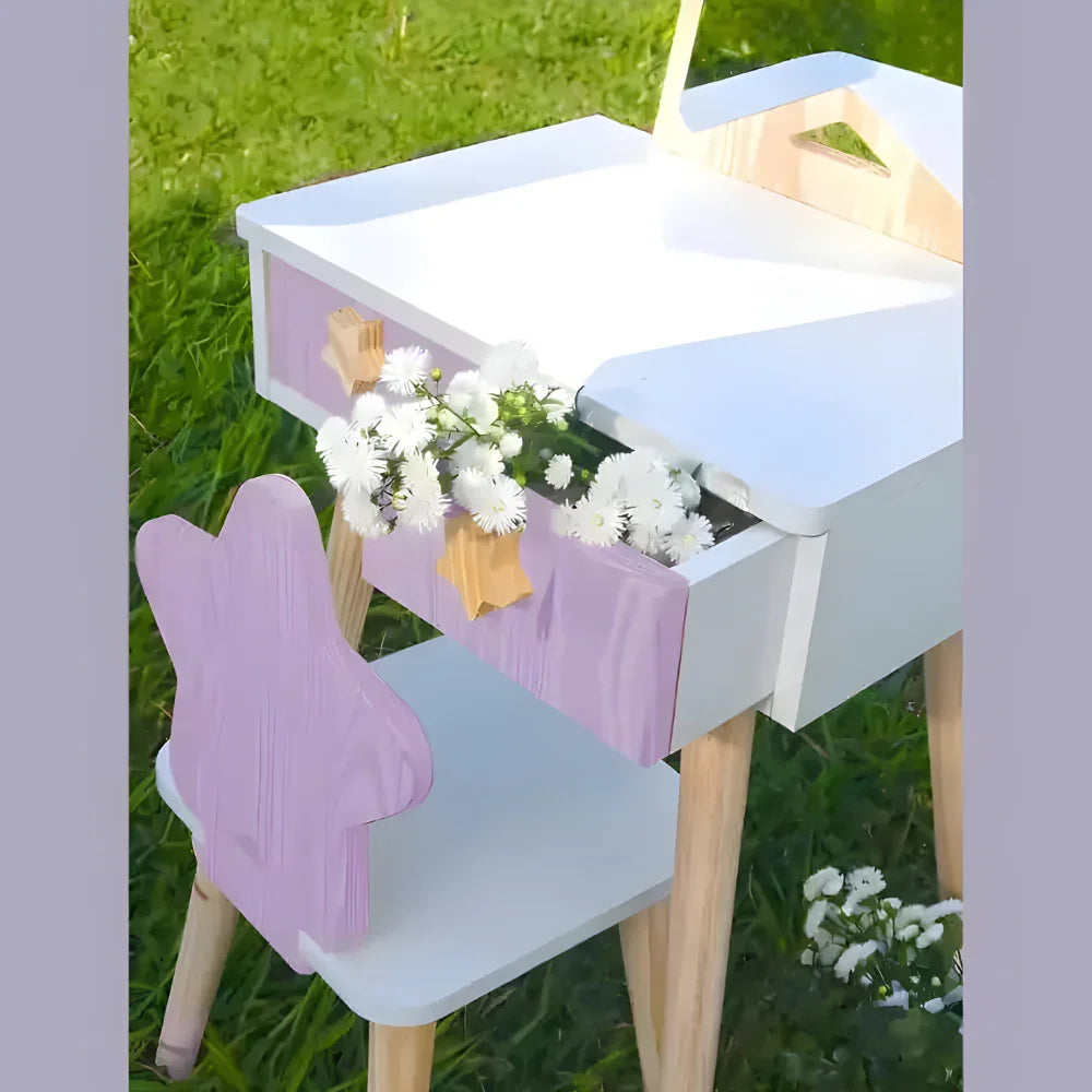 Children’s Dressing Table with Chair and Star Mirror for Kids
