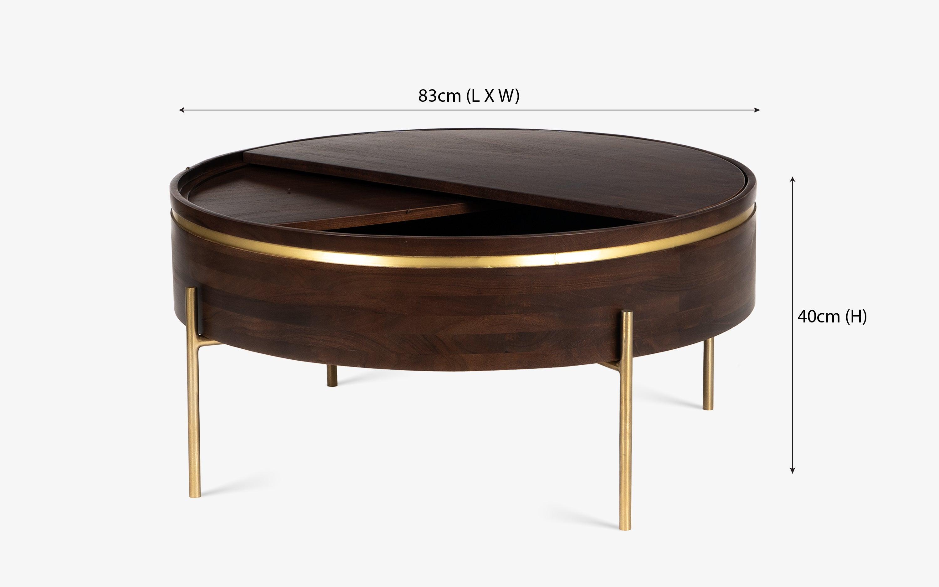 Dali Gold Coffee Table | Wooden Center Table for Living Room | Acacia Wood Tea Table