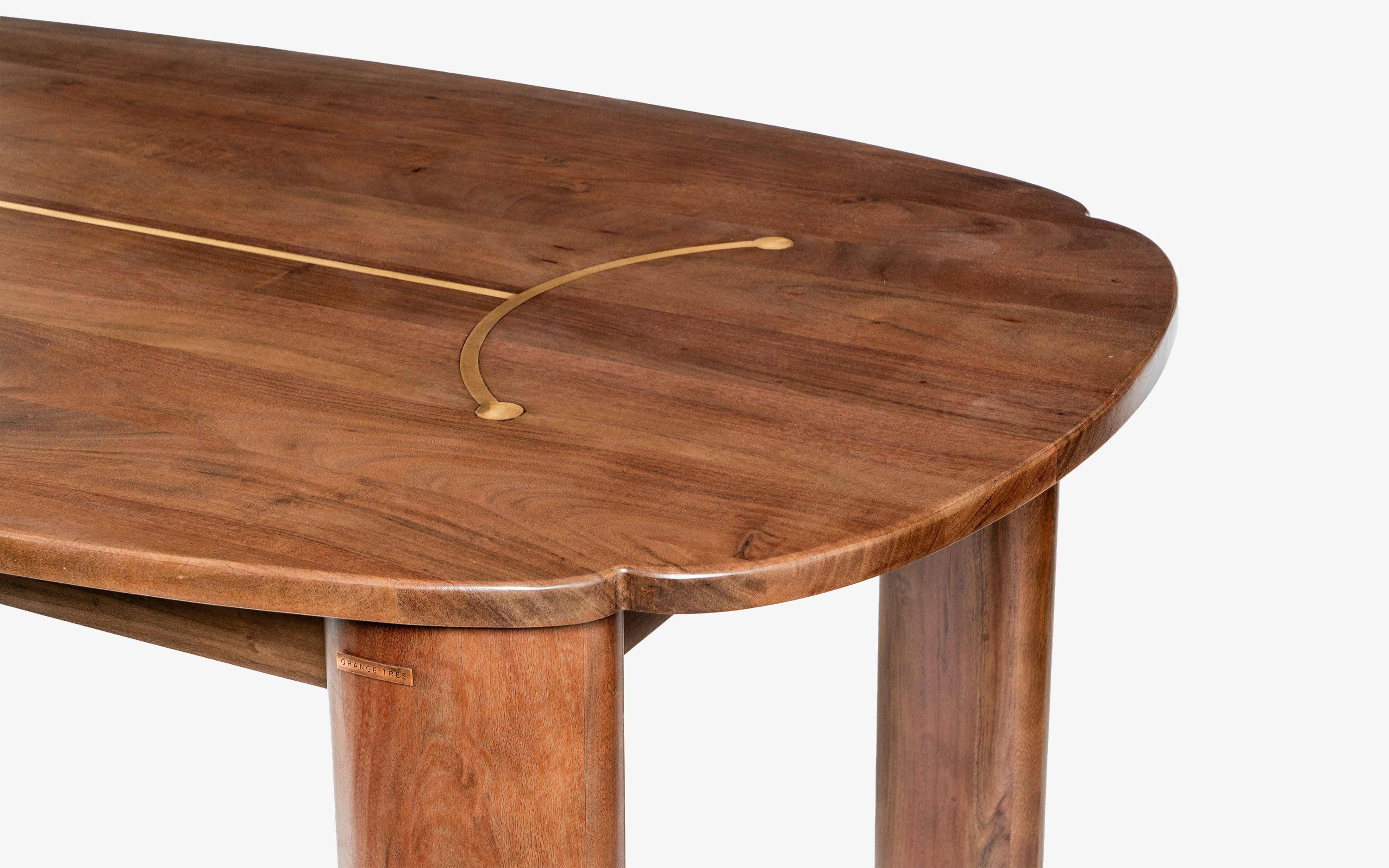 Twilight Dining Table 6 Seater | Acacia Wood and Brass