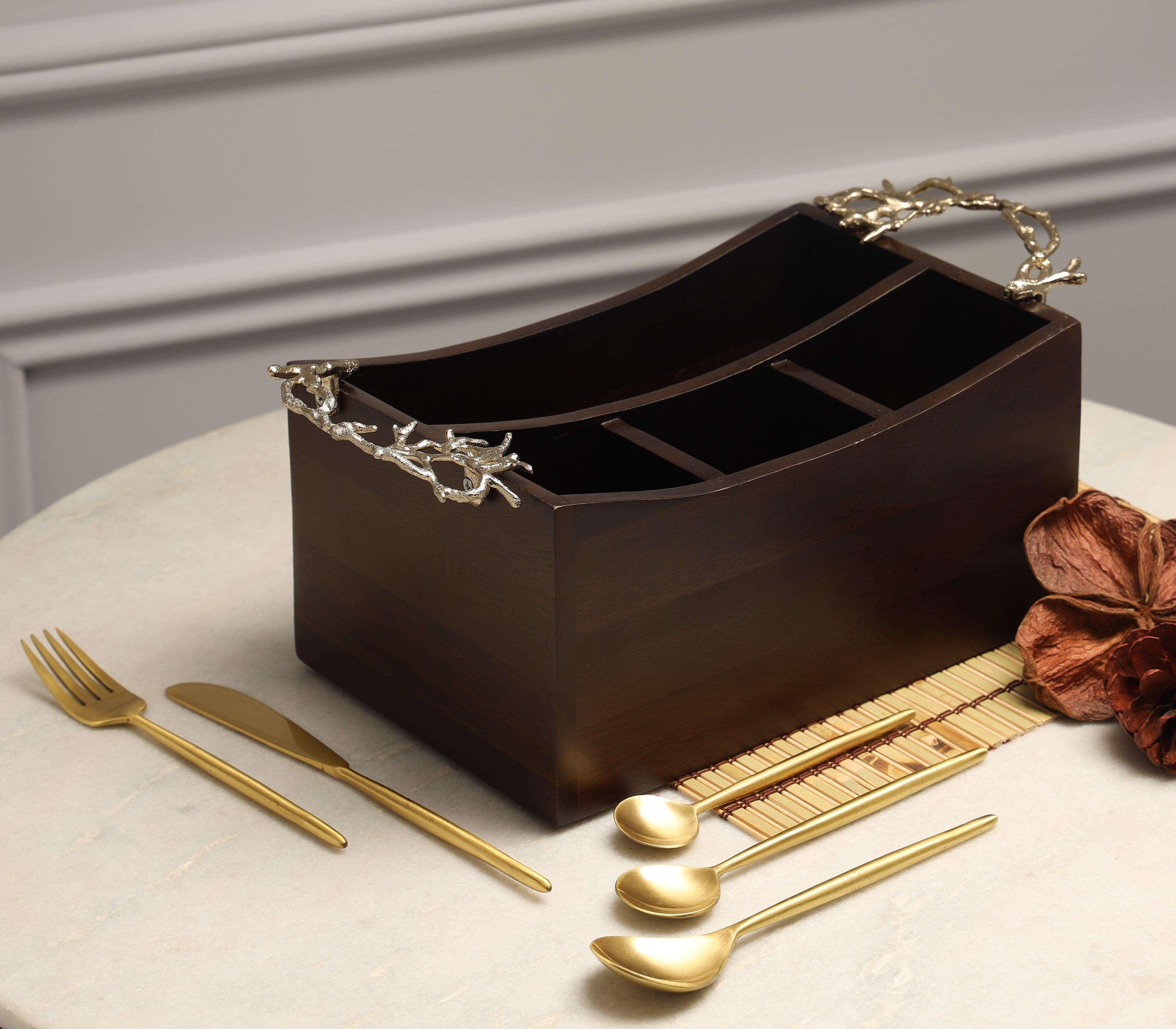 Gold Coral Brass Cutlery Caddy