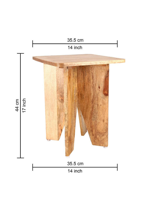 Aachman Mango Natural Finish Sqaure End Table