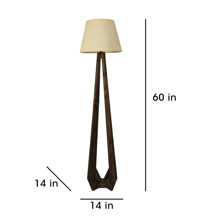 Zoe Wooden Floor Lamp with Jute Fabric Lampshade