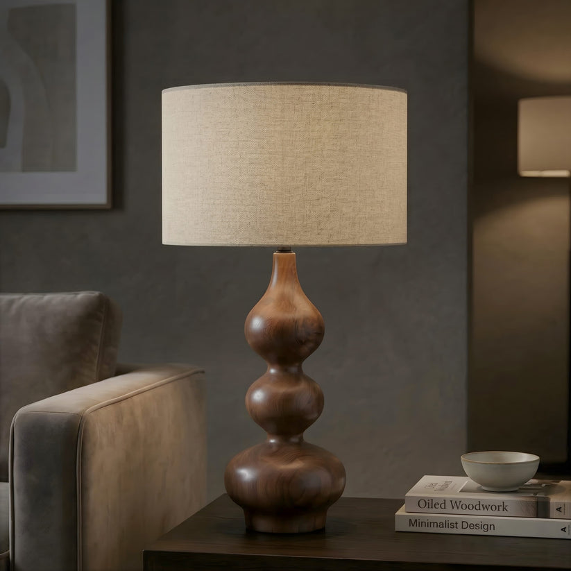 Naro Wooden Table Lamp Base | Sculptural Mango Wood Lamp for Modern Interiors