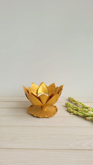 Golden Royal Lotus Tealight Holder