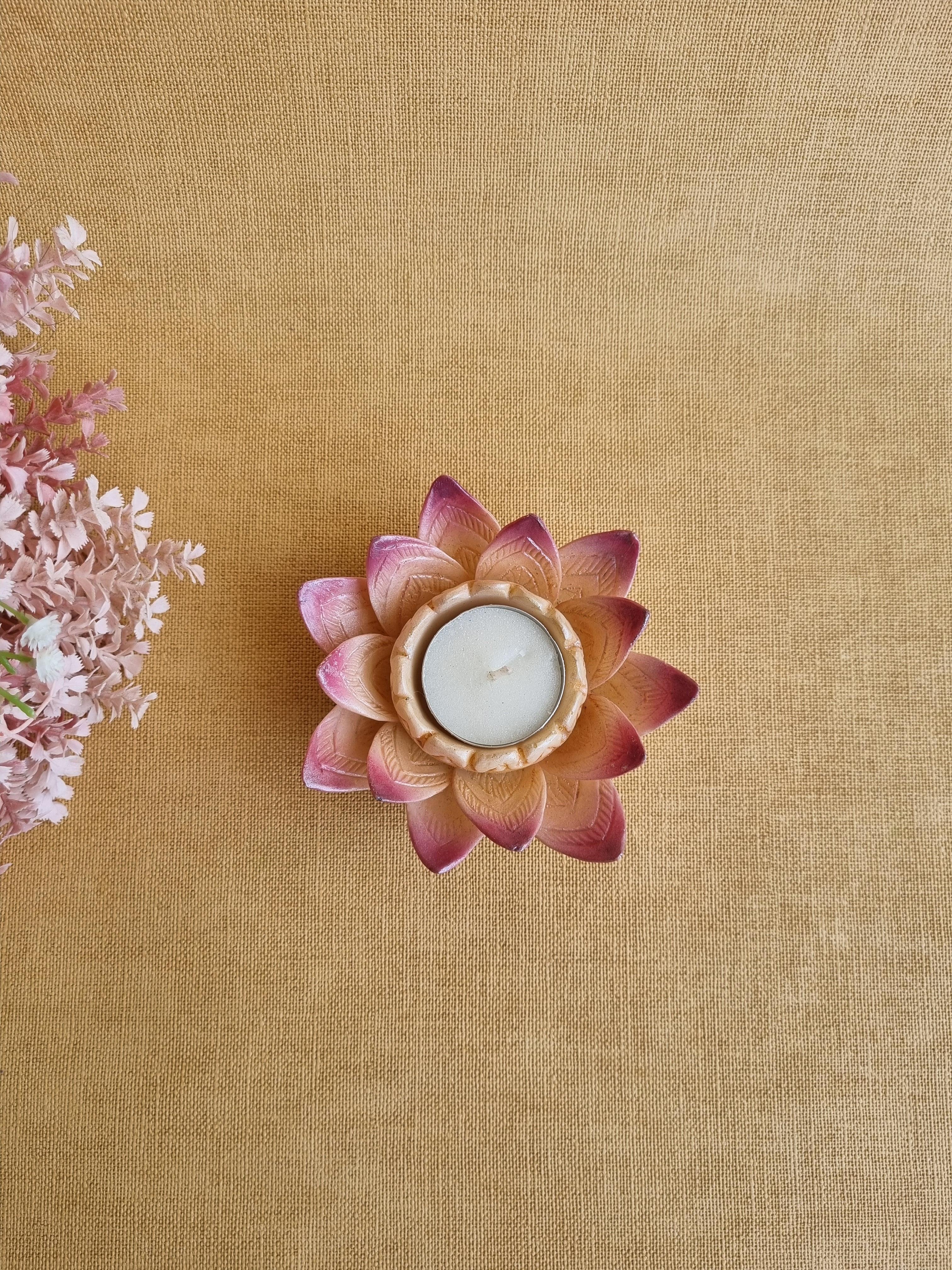 Classic Yellow Marble Dust Rose Candle holder | Tealight Holder