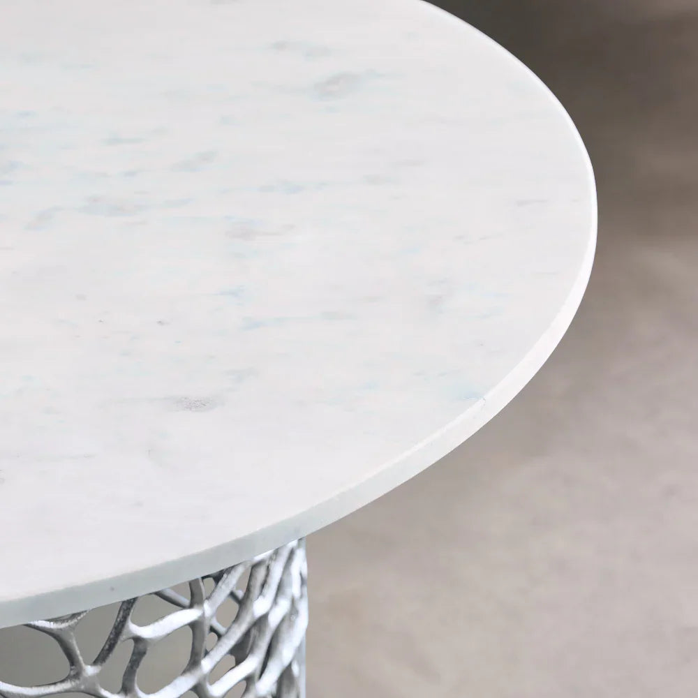 Dolce Marble Side Table | Designer Round End Table For Living Room |  Luxurious Teapoy Table