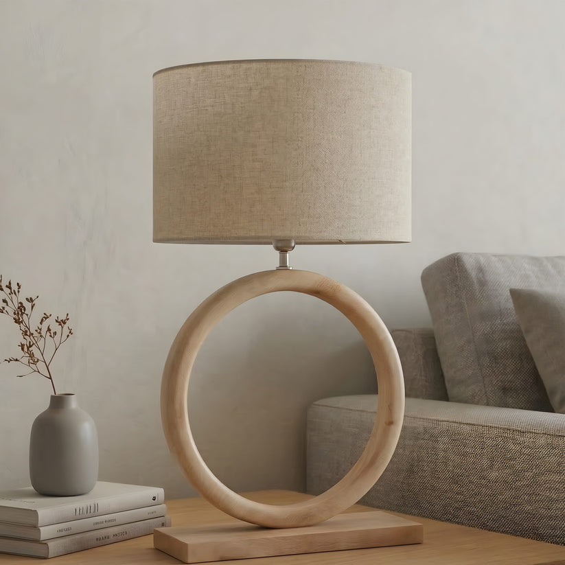 Marvella Open-Ring Black Wooden Lamp