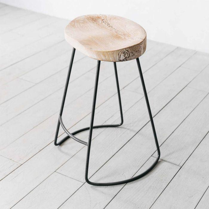 Buy Bar Chairs And Stools - Metal Stand Baltoro Wooden Round Stools For Home And Living Room by The home dekor on IKIRU online store