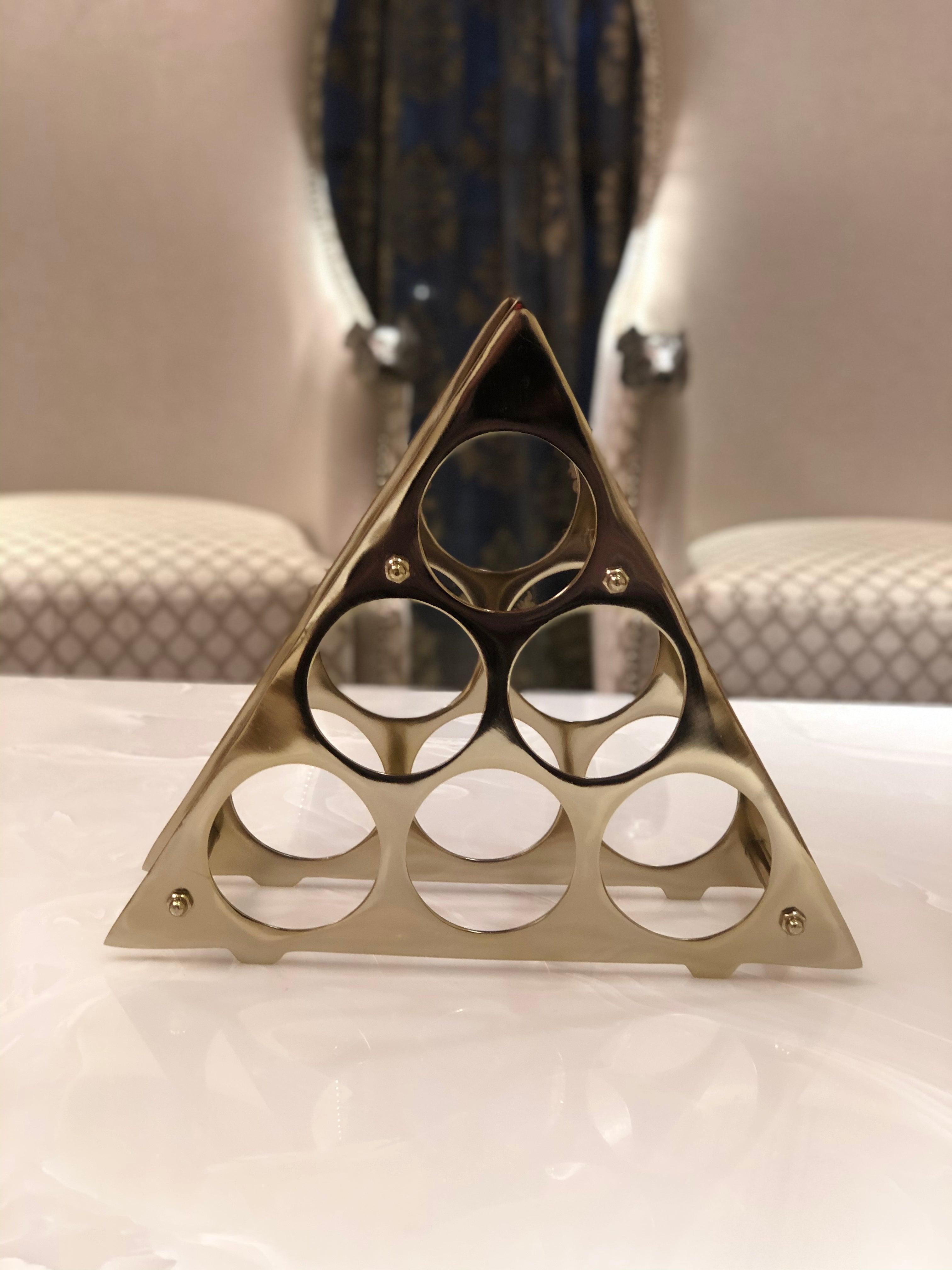 buy-bar-furniture-modern-golden-triangular-wine-rack-for-6-bottles-holder-or-bar-decor-by-house-of-sajja-on-ikiru-online-store-3 - IKIRU