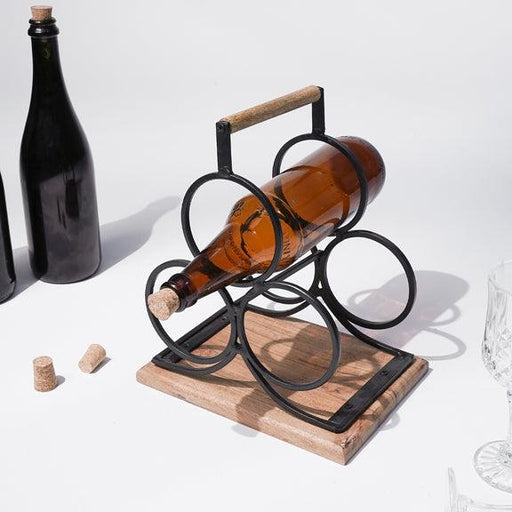 Buy Bar Furniture - Modern Tabletop Wine Rack For 3 Bottles | Barware Collection Wood & Metal by Casa decor on IKIRU online store