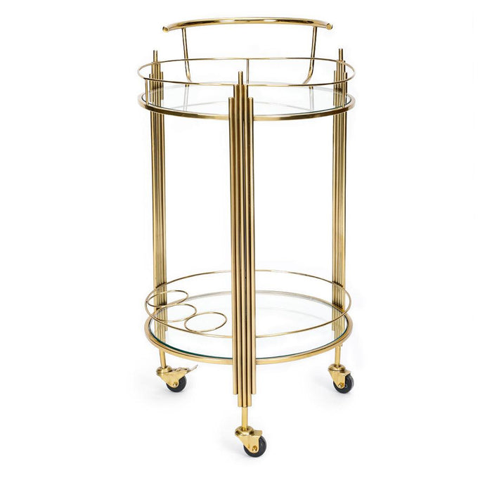 Buy Bar Furniture - Morose Round Bar Trolley Glass Finish | Luxurious Serving Cart by Home4U on IKIRU online store