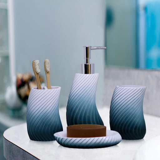 Buy Bathroom Accessories - Bathroom Accessories Set Of 4 | Complete Bathroom Set Blue and White Shade by Shresmo on IKIRU online store
