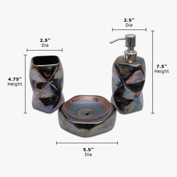 Buy Bathroom Accessories - Black Ceramic Bathroom Accessories Set of 3 | Soap Dish, Dispenser & Tumbler Holder by Casa decor on IKIRU online store