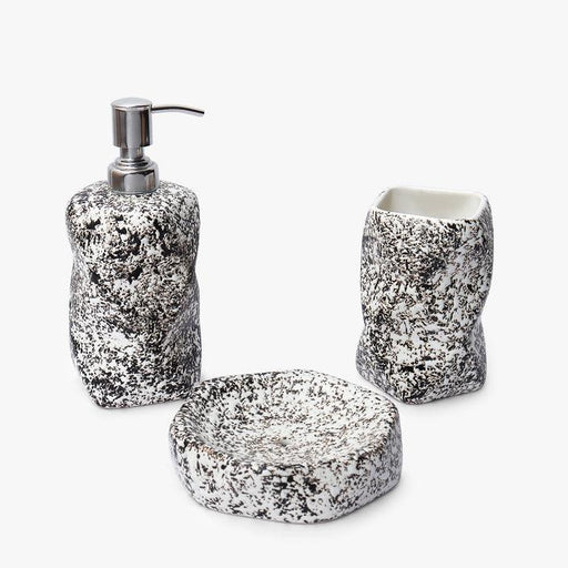 Buy Bathroom Accessories - Ceramic Black & White Speckled Bath Accessories Set Of 3 For Bathroom by Casa decor on IKIRU online store
