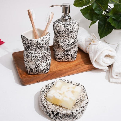 Buy Bathroom Accessories - Ceramic Speckled Bath Set Of 3 For Bathroom by Casa decor on IKIRU online store