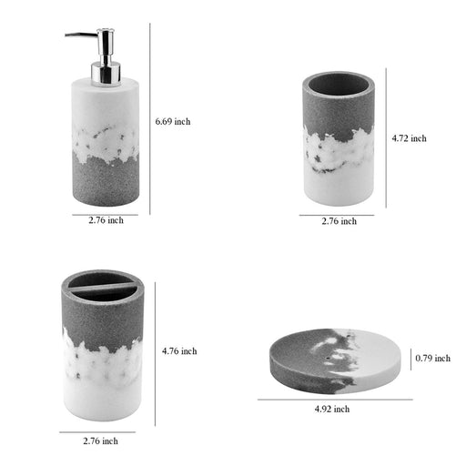 Buy Bathroom Accessories - Complete Bathroom Set of 4 | Bathroom Accessories In Gey and White Printed by Shresmo on IKIRU online store