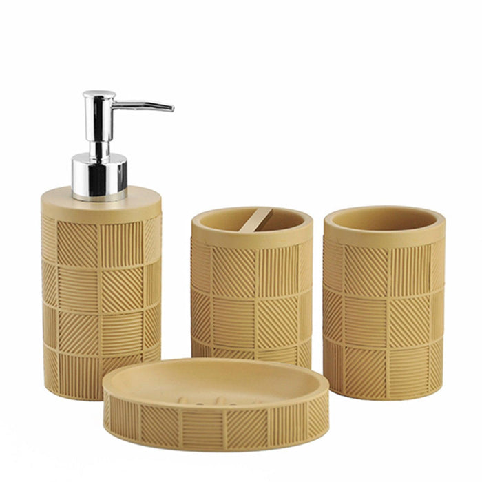 Buy Bathroom Accessories - Complete Bathroom Set of 4 | Geometric Bathroom Accessories In Brown Color by Shresmo on IKIRU online store