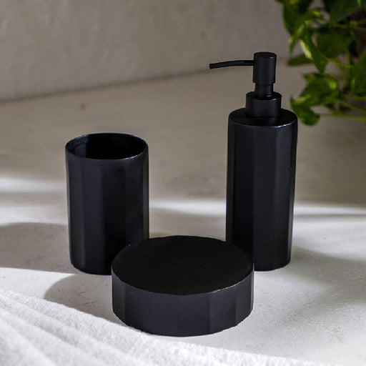 Buy Bathroom Accessories - Metallic Bathroom Accessories Set Of 3 Matte Black by Home4U on IKIRU online store