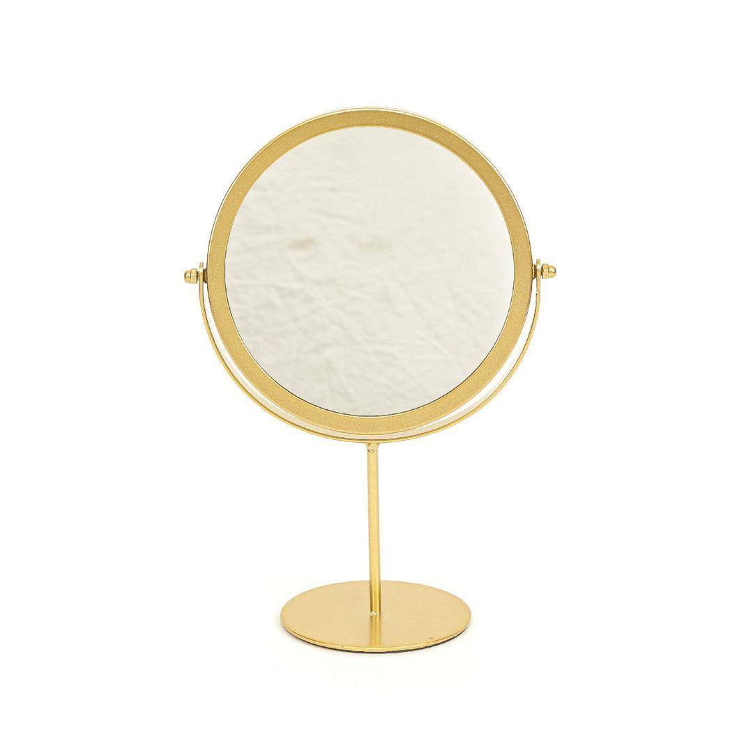 buy-bathroom-accessories-minimal-round-mirror-with-stand-golden-finish-or-rotating-table-mirror-by-home4u-on-ikiru-online-store-2 - IKIRU