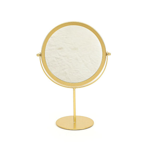 Buy Bathroom Accessories - Minimal Round Mirror with Stand Golden Finish | Rotating Table Mirror by Home4U on IKIRU online store