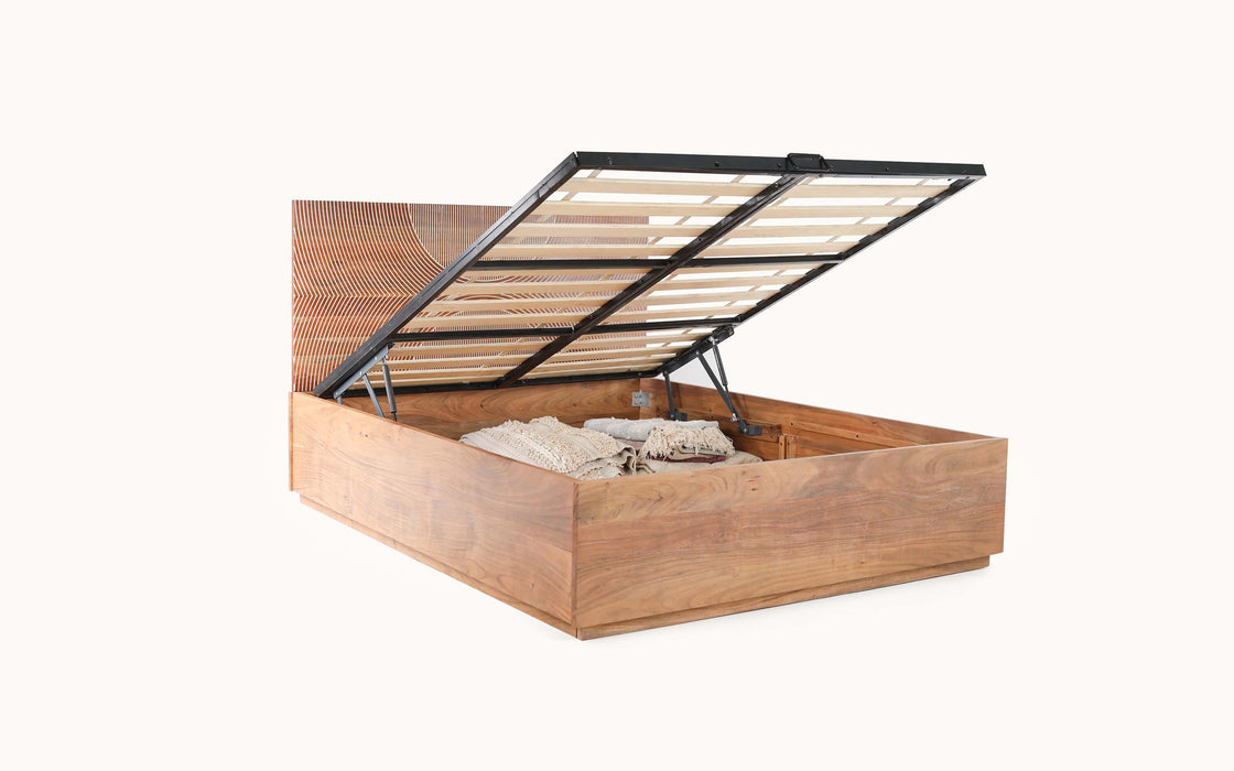 Buy Bed - Bunka Modern Designed Hydraulic Bed | Wooden Storage Bed For Bedroom by Orange Tree on IKIRU online store