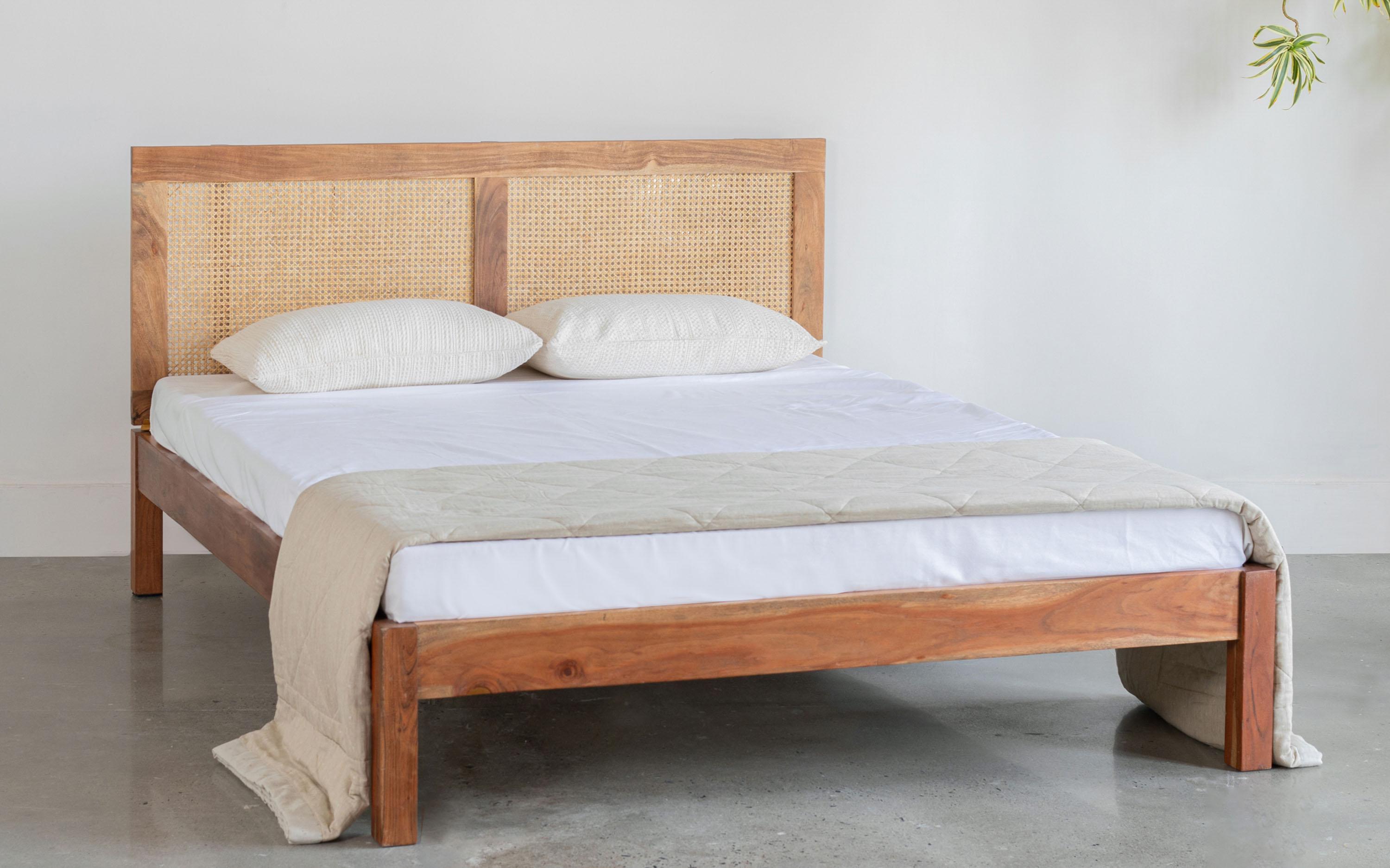buy-bed-contemporary-wooden-and-cane-finish-platform-bed-or-non-storage-bed-for-bedroom-by-orange-tree-on-ikiru-online-store-2 - IKIRU