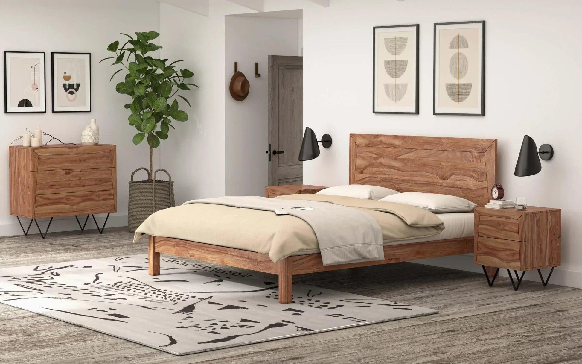 buy-bed-metric-sheesham-wooden-non-storage-bed-or-queen-size-bed-for-bedroom-and-home-by-orange-tree-on-ikiru-online-store-1 - IKIRU