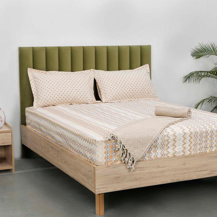Buy Bed - Modern Queen Size Wooden Bed With Velvet Backrest by Home4U on IKIRU online store
