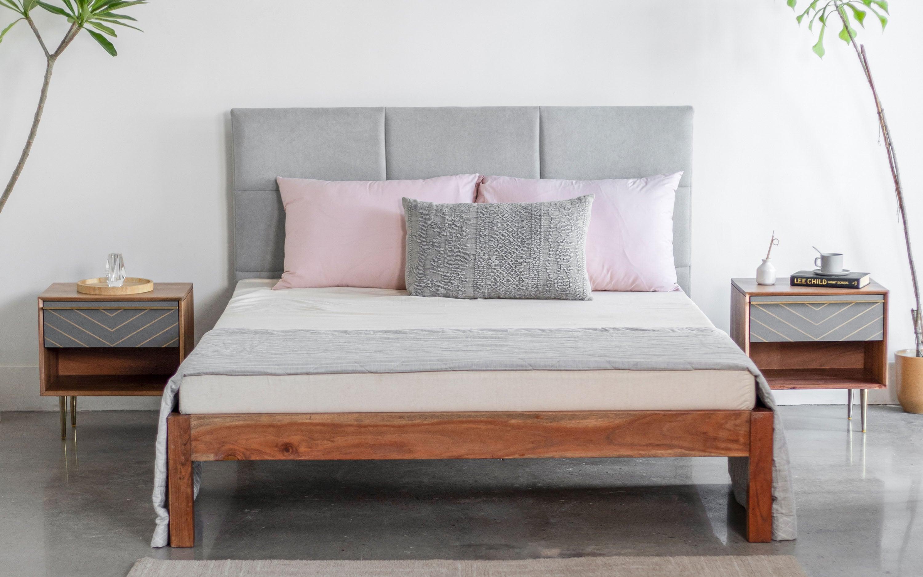 buy-bed-wooden-and-upholstery-non-storage-bed-or-king-or-queen-size-bed-for-bedroom-by-orange-tree-on-ikiru-online-store-2 - IKIRU