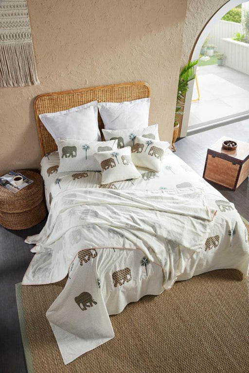 Buy Bedding sets - Elephant Block Printed Cotton Bedsheet Pillow Cover and Dohar Bedding Set For Bedroom by Houmn on IKIRU online store