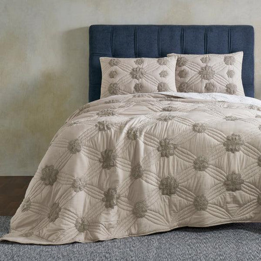Buy Bedding sets - Embroidered 3 Piece Bedding Set Cotton Linen Floral 1 Bed Spread and 2 Pillow Cover by Houmn on IKIRU online store