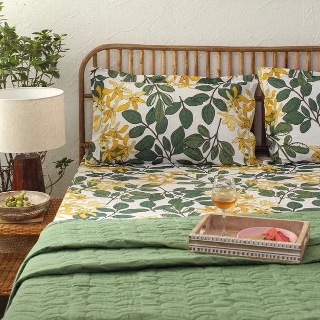 Buy Bedding sets - Floral Printed Cotton Bedsheet with Pillow Cover by House this on IKIRU online store