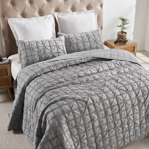 Buy Bedding sets - Patchwork Cotton Bedspread With Pillow Cover Grey Color | Bedding Set of 3 Pcs by Houmn on IKIRU online store