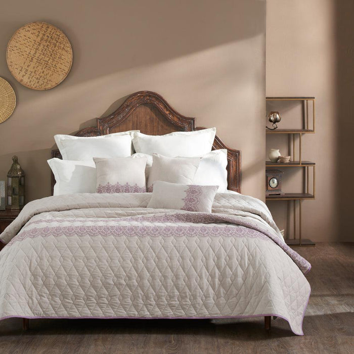 Buy Bedding sets - Purple Embroidered Bedding Set of 4 Pieces | Quilt Cushion & Pillow Cover by Houmn on IKIRU online store