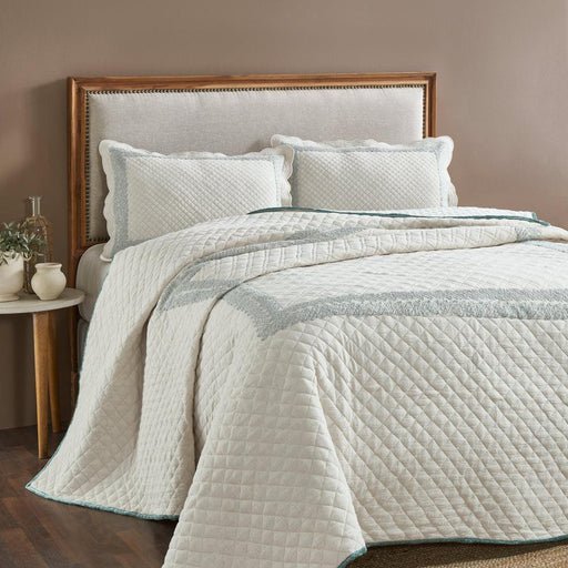 Buy Bedding sets - Quilted Cotton Bed Spread Set With Pillow Covers | Bedding 3 Piece Set, Grey & White by Houmn on IKIRU online store