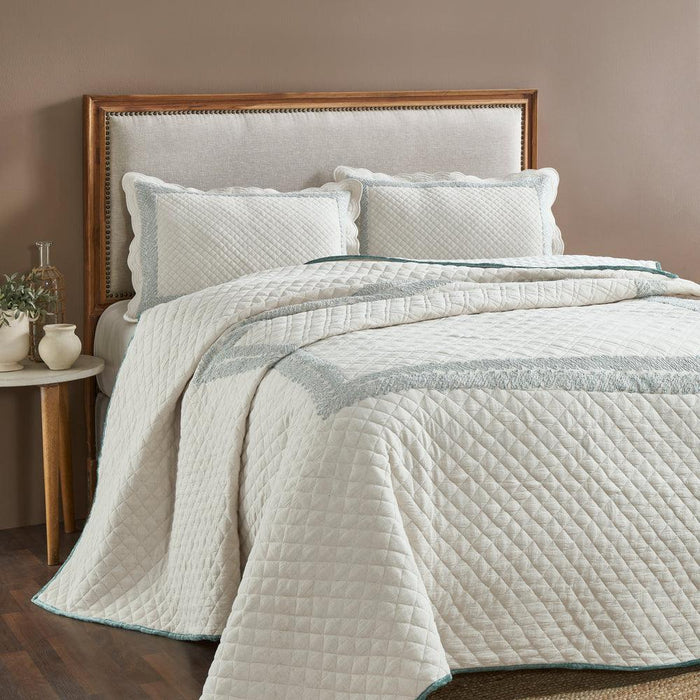 Buy Bedding sets - Quilted Cotton Bed Spread Set With Pillow Covers | Bedding 3 Piece Set Grey & White by Houmn on IKIRU online store