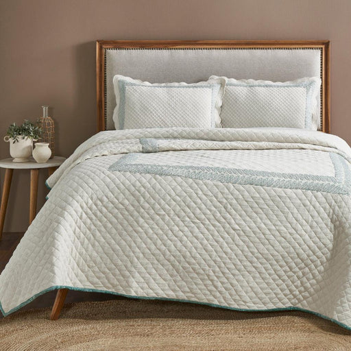 Buy Bedding sets - Quilted Cotton Bed Spread Set With Pillow Covers | Bedding 3 Piece Set, Grey & White by Houmn on IKIRU online store