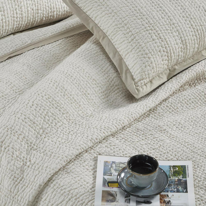 Buy Bedding sets - Textured Cotton Bedspread with Pillow Cover | Bedding Set of 3 Pcs by Houmn on IKIRU online store