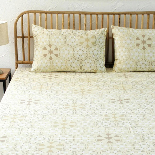 Buy Bedsheets - Geometric Floral Printed Cotton Bedsheet with Pillow Cover For Bedroom & Home by House this on IKIRU online store
