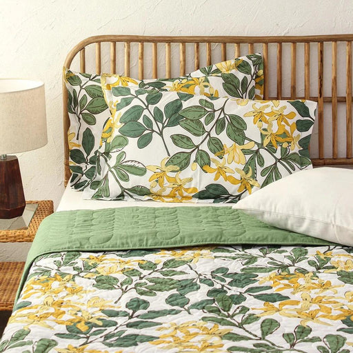 Buy Bedsheets - Senjana Printed Green Cotton Double Bedcover For Bedroom & Home by House this on IKIRU online store