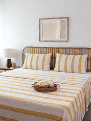 buy-bedsheets-yellow-white-lining-printed-cotton-bedcover-bedspread-for-bedroom-by-house-this-on-ikiru-online-store-1 - IKIRU